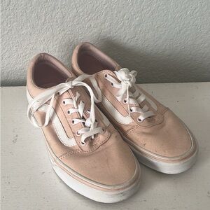 Vans Low-Top Canvas Sneakers in Light Pink and White